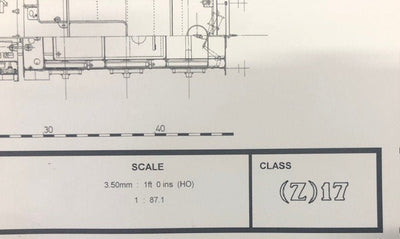 Class Z17 4-4-0 HO Data Sheet drawing NSWGR locomotive