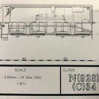 Class N(928) 4-6-0 (C34 Class) HO Data Sheet drawing NSWGR locomotive (NEW)