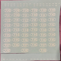 O scale Decal S.A.R. 720 Class 2-8-4 tender side loco numbers for 720 to 736  CHSK-720