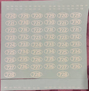 O scale CHSK-720 Decal S.A.R. 720 Class 2-8-4 tender side loco numbers for 720 to 736  CHSK-720