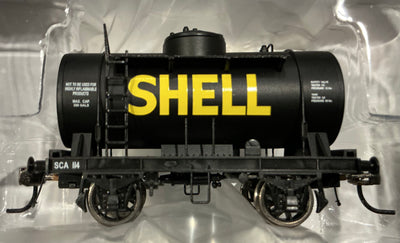 SHELL SCA 114 - 4 Wheel Tanker 1970-1980’s Livery Black Tank with metal wheel & Kadee couplers - new AUSTRAINS MODELS
