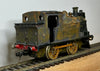 Tri-ang Hornby R355 TANK 0-4-0 Class not original, fitted with Kadee couplers and has new Romford driving wheels fitted and repainted black heavy weathered  Locomotive Model