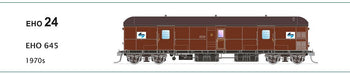 EHO-24 ; EHO645 L7 1970's Brake Van Rebuilt with Sliding Luggage Compartment Doors NSWGR SDS Models: Indian Red, Gray/Black Roof
