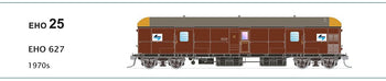 EHO-25 ; EHO627 L7 1970's Brake Van Rebuilt with Sliding Luggage Compartment Doors NSWGR SDS Models: Indian Red,