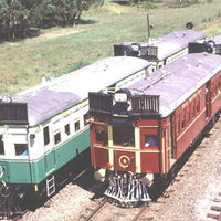 Eureka Models: CPH-3 & CTH-51 RAILMOTOR & TRAILER SET - INDIAN RED with Cream lining on Tongue and  Groove Siding - DC - FREE POSTAGE