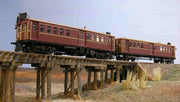 Eureka Models: CPH-3 & CTH-51 RAILMOTOR & TRAILER SET - INDIAN RED with Cream lining on Tongue and  Groove Siding - DC - FREE POSTAGE