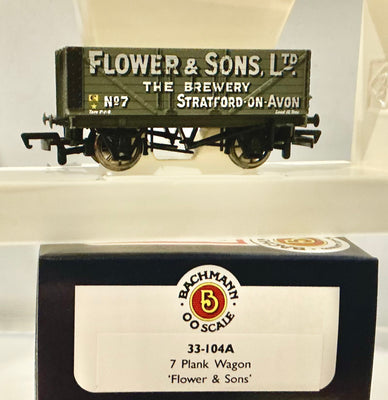 7 Plank Wagon Flower & Sons open wagon #33-104A  BACHMANN BRANCH LINE PRE-OWNED