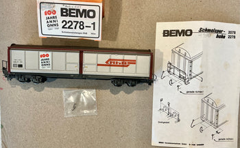 BEMO H0m 12mm 2278-1 RhB Schiebewandwagen - RhB Railway Narrow gauge (PRE-OWNED) HOm 12mm