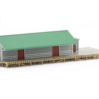 G3 GOODS SHED ASA-2 GREEN Roof, GRAY Walls, RED Doors - READY TO PLACE NSWGR - AUSCISION MODEL ASA-2