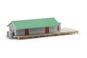 G3 GOODS SHED ASA-1 GREEN Roof, GRAY Walls, CREAM Doors - READY TO PLACE NSWGR - AUSCISION MODEL ASA-1