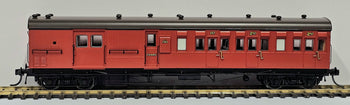 HCX03- 1384 Composite Passenger, Brake Van - Elliptical Roof, Indian Red, No Lining, Dark Grey Elliptical Roof - Casula Hobbies Model Railways. *