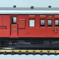 NOW IN STOCK- HCX04- HCX1384 Composite Passenger, Brake Van - Elliptical Roof, Indian Red, No Lining, Silver Elliptical Roof - Casula Hobbies Model Railways