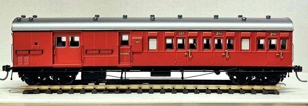 PRE ORDER DUE MID APRIL- HCX03- 1384 - Elliptical Roof, Indian Red, No Lining, Dark Grey Elliptical Roof - Casula Hobbies Model Railways NOTE Photo of silver roof model.