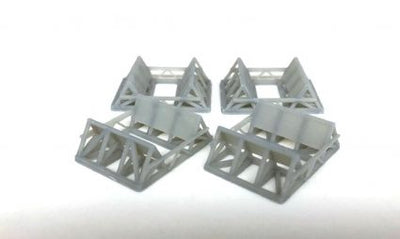 DET007 FIRST GENERATION COIL CRADLES Pack 2 VERSION. a 4 (four) piece pack of 3D printed coil steel cradles with two different styles of cradles. Requires painting only to complete the models.