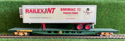 2nd hand - AQMX - Australian National with truck trailer on wagon