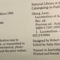 1850’s - 1980’s LOCOMOTIVES OF AUSTRALIA - LEON OBERG 2nd hand Books