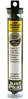 Woodland Scenics JP5740 - Just Plug Lighting System -  Warm White LED Stick-On Lights - 2 lights with 24