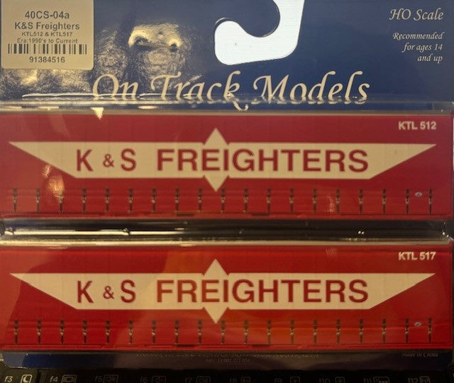40CS-04a On Track Models - K & S Freighters Era:1990's to Current  - Container no KTL502&KTL503