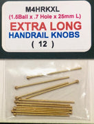 Handrail Knobs 25mm long x 1.5 ball with  0.7mm hole;  Note ball hole takes a 0.45mm rod/wire. #M4HRKXL MARKITS * **