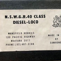 40 Class  SAMHONGSA-MANSFIELD BRASS MODEL NSWGR 4009 Well Painted DC-HO - good condition. NSWR LOCOMOTIVE.