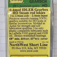 240-6  NWSL GEARBOX 0.4 mod IDLER GEARBOX HO Steam rod lokies Fits 3.0mm Axle - 2.4mm input shaft  **