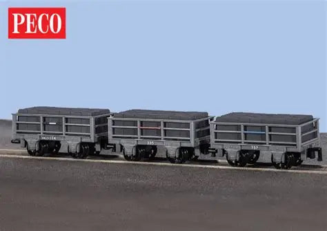 Peco - 00.9 - Narrow Gauge - 2 Ton Slate Wagons All Unbraked