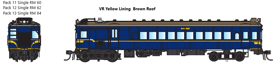 DERM Pack 11 DCC SOUND containing RM60. VR RAILMOTOR - VR Yellow Lining Brown Roof IDR MODELS NOW IN STOCK, Free Postage
