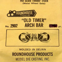 BOGIE: ROUNDHOUSE "Old Timer" Arch Bar #2902 with metal wheels & pick up shoe HO Scale 1 Pair Bogies