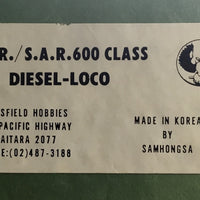 600 Class 606 ANR-SAR  MANSFIELD-SAMHONGSA BRASS MODEL PAINTED small weathering, mint condition, South Aust. LOCOMOTIVE.