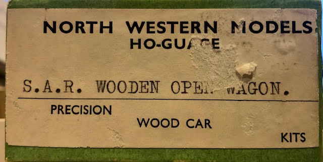 S.A.R. WOODEN OPEN WAGON KIT HO MODEL KIT FROM NORTH WESTERN MODELS