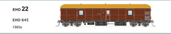 EHO-22 ; EHO645 Brake Van Rebuilt with Sliding Luggage Compartment Doors NSWGR SDS Models: Indian Red, Navy Dressing Roof