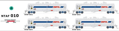 NTAF 010 (4 in Pack) AMPOL BLOCK TRAIN TANKER Rail Tank Car NSWSRA - SDS MODEL