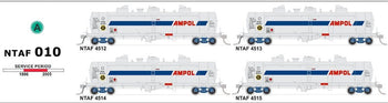 NTAF 010 (4 in Pack) AMPOL BLOCK TRAIN TANKER Rail Tank Car NSWSRA - SDS MODEL