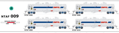 NTAF 009 (4 in Pack) AMPOL BLOCK TRAIN TANKER Rail Tank Car NSWSRA - SDS MODEL