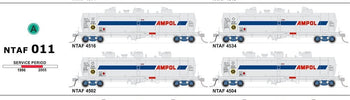 NTAF 011 (4 in Pack) AMPOL BLOCK TRAIN TANKER Rail Tank Car NSWSRA - SDS MODEL