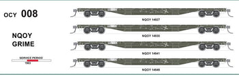 New re-run NQOY GRIME (OCY) #008 - pack of 4 wagons SRA RED 1983 - 63'Container Flat Wagons - SDS Models