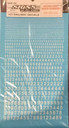 320 SOAK HO DECAL for  GOTHIC FONT  White NUMBERS 1.58mm, 2.38mm, 3.17mm, 4.76mm, 6.35mm, & 7.93mm - SOAK