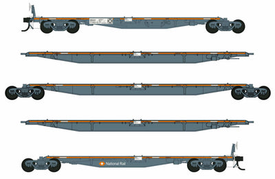 ART01  – RRAY NATIONAL RAIL 5 PIECE 73m RRAY ARTICULATED CONTAINER WAGONS #7193G Southern Rail Models:  NOW IN STOCK