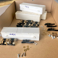 TRC - MRC four kits PARTLY BUILT Refrigerator Vans with K&S METAL WHEELS - bogies - detailing parts - very good condition - Silvermaz & TRAX KITS NOT COMPLETED (4)