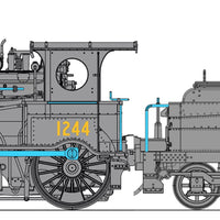 V3 - Z12 1244 Locomotive all Black - Baldwin bogie tender, Cowcatcher - DC MODEL