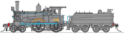 NOW IN STOCK - V3. Z1246  Z12 Locomotive No 1246 all Black - Baldwin bogie tender, with Cowcatcher