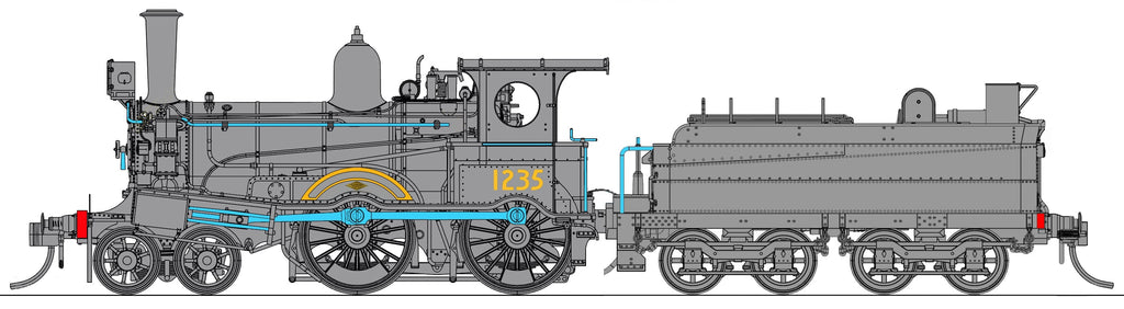 V4. Z1235  SOLD OUT Z12 Locomotive No 1235 all Black - Baldwin bogie tender, with DC MODEL