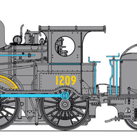 V6 - Z12 1209 Locomotive all Black - Beyer Peacock tender,-  DC MODEL