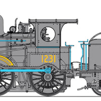V6 - Z12 1231 Locomotive all Black - Beyer Peacock tender, - DC MODEL