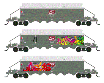 QR - VGK 307 16.5mm VGKM Southern Rail : QR WHEAT HOPPER 4 CAR HOPPER SET with 16.5 mm BOGIES.