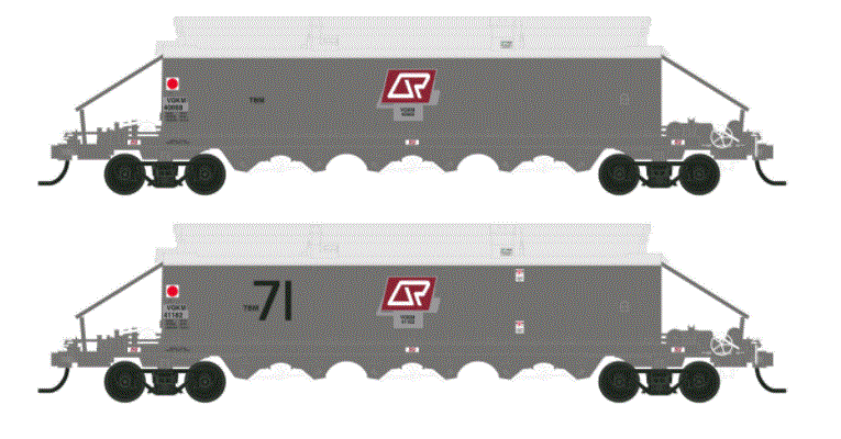 VGK308 Southern Rail : VGKM QR WHEAT HOPPER 4 CAR HOPPER SET with 16.5 mm BOGIES