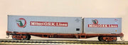 VOCX 783 B  CONTAINER WAGON with 20ft and 40ft Mitsui O.S.K. LINES CONTAINER load  HO - SEM Model