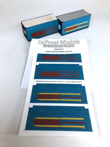 IFM 56 -InFront Models HO - Wethered Canvas Curtains Decals to suit the SDS Models “MSL RACE” container Version 4
