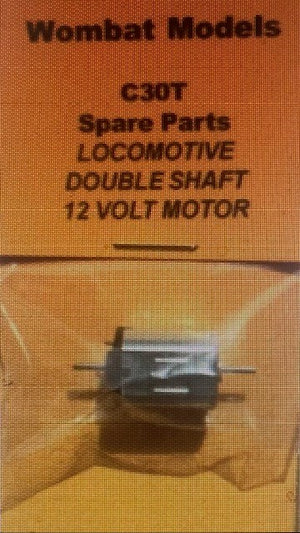 Wombat MODELS MOTOR C30T: 15.3mm x 12mm x 10mm flat side shaft 1mm dia x 5mm DOUBLE SHAFT 12 VOLT MOTOR WITHOUT GEAR & FLYWHEEL. Parts: Wombat models