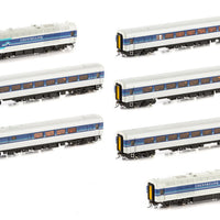 XPT-4s Sound SAR - CountryLink XPT, DCC - HO - Blue - Grey - White - 7 Car Set Loco & Car Numbers: XP2012, XFH2107, XF2207, XF2206, XBR2156, XL2229, XP2017 City of Melbourne Auscision Models: